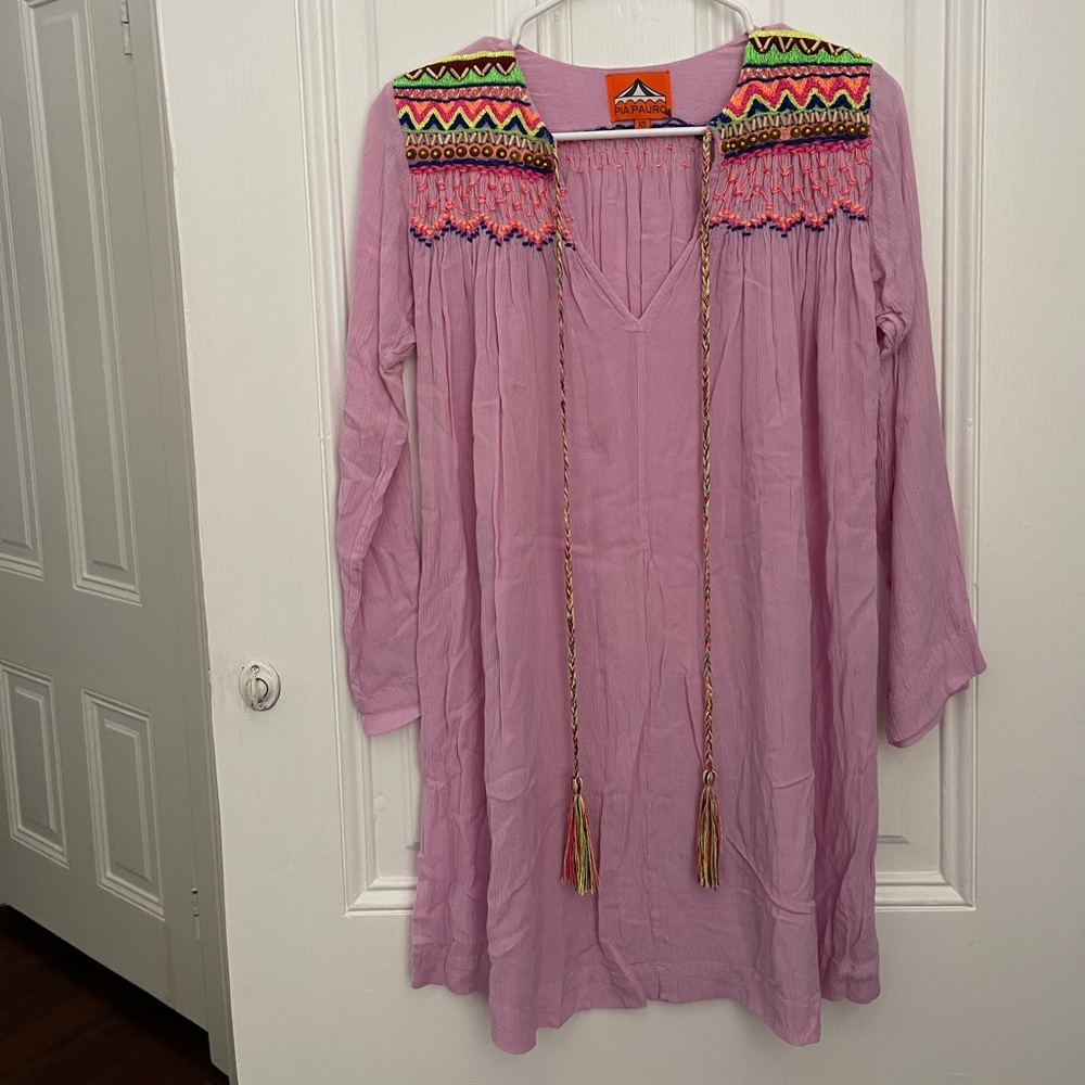 Pia Pauro Pink Beaded and Embroidered Swim Coverup